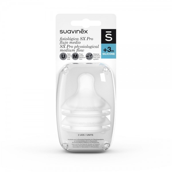 Suavinex tetina silicona fisiológica SX Pro flujo medio...